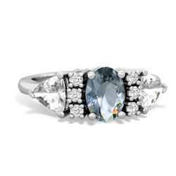 Aquamarine Antique Style Three Stone 14K White Gold ring R2186