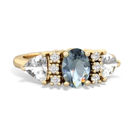 Aquamarine Antique Style Three Stone 14K Yellow Gold ring R2186