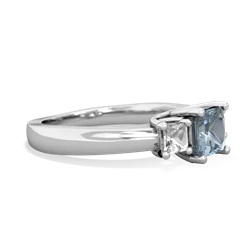 Aquamarine Three Stone Trellis 14K White Gold ring R4015