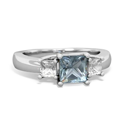 Aquamarine Three Stone Trellis 14K White Gold ring R4015