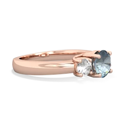 Aquamarine Three Stone Round Trellis 14K Rose Gold ring R4018