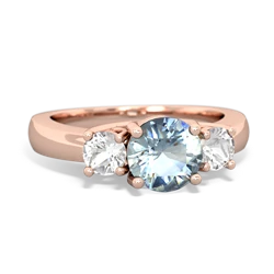 Aquamarine Three Stone Round Trellis 14K Rose Gold ring R4018