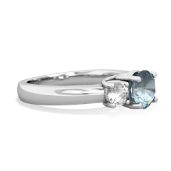 Aquamarine Three Stone Round Trellis 14K White Gold ring R4018