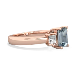 Aquamarine Three Stone Emerald-Cut Trellis 14K Rose Gold ring R4021