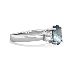 Aquamarine Three Stone Oval Trellis 14K White Gold ring R4024