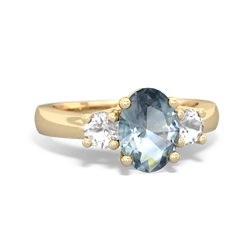 Aquamarine Three Stone Oval Trellis 14K Yellow Gold ring R4024