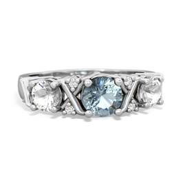 Aquamarine Hugs And Kisses 14K White Gold ring R5016