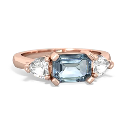 Aquamarine Three Stone 14K Rose Gold ring R5235