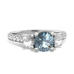 Aquamarine Pave Trellis 14K White Gold ring R5500