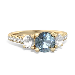 Aquamarine Pave Trellis 14K Yellow Gold ring R5500