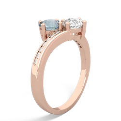 Aquamarine Channel Set Two Stone 14K Rose Gold ring R5303