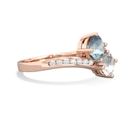 Aquamarine Channel Set Two Stone 14K Rose Gold ring R5303