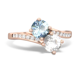 Aquamarine Channel Set Two Stone 14K Rose Gold ring R5303