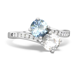 Aquamarine Channel Set Two Stone 14K White Gold ring R5303