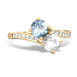 Aquamarine Channel Set Two Stone 14K Yellow Gold ring R5303