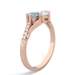 Aquamarine Infinity Pave Two Stone 14K Rose Gold ring R5285