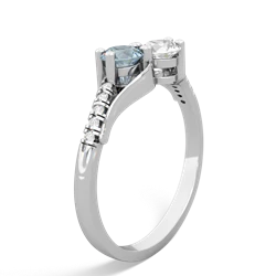 Aquamarine Infinity Pave Two Stone 14K White Gold ring R5285