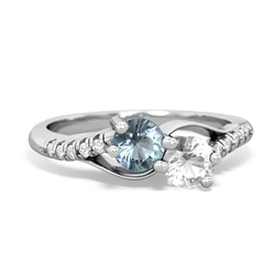 Aquamarine Infinity Pave Two Stone 14K White Gold ring R5285