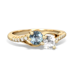 Aquamarine Infinity Pave Two Stone 14K Yellow Gold ring R5285