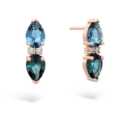 Blue Topaz Bowtie Drop 14K Rose Gold earrings E0865