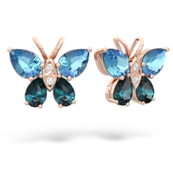 Blue Topaz Butterfly 14K Rose Gold earrings E2215