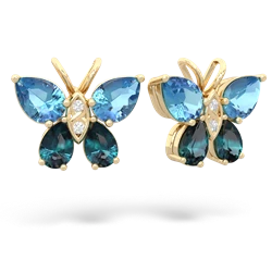 Blue Topaz Butterfly 14K Yellow Gold earrings E2215