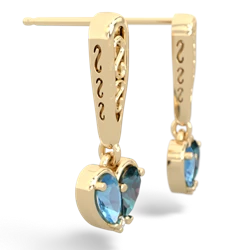 Blue Topaz Filligree Heart 14K Yellow Gold earrings E5070