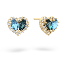 Blue Topaz Halo 14K Yellow Gold earrings E7008