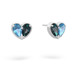 Blue Topaz 'Our Heart' 14K White Gold earrings E5072