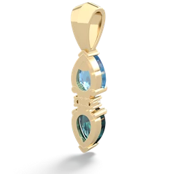 Blue Topaz Bowtie Drop 14K Yellow Gold pendant P0865