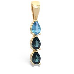 Blue Topaz Dew Drops 14K Yellow Gold pendant P2251