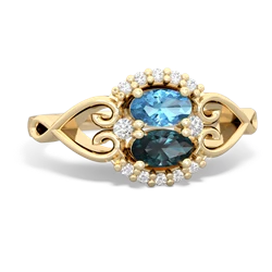 Blue Topaz Love Nest 14K Yellow Gold ring R5860