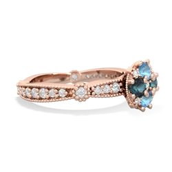 Blue Topaz Sparkling Tiara Cluster 14K Rose Gold ring R26293RD