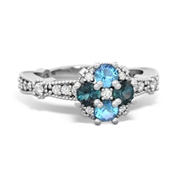 Blue Topaz Sparkling Tiara Cluster 14K White Gold ring R26293RD