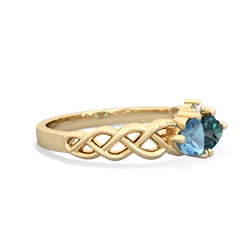 Blue Topaz Heart To Heart Braid 14K Yellow Gold ring R5870