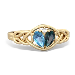 Blue Topaz Celtic Love Knot 14K Yellow Gold ring R5420