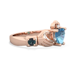 Blue Topaz Claddagh Keepsake 14K Rose Gold ring R5245