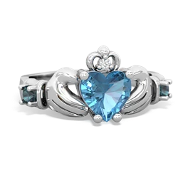 Blue Topaz Claddagh Keepsake 14K White Gold ring R5245