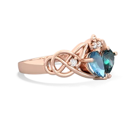 Blue Topaz 'One Heart' Celtic Knot Claddagh 14K Rose Gold ring R5322