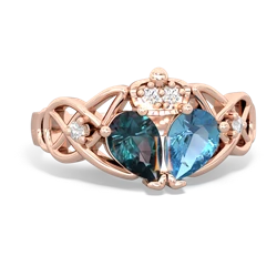 Blue Topaz 'One Heart' Celtic Knot Claddagh 14K Rose Gold ring R5322