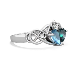 Blue Topaz 'One Heart' Celtic Knot Claddagh 14K White Gold ring R5322