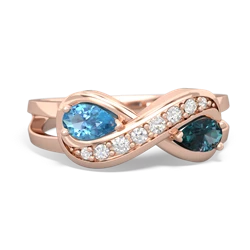 Blue Topaz Diamond Infinity 14K Rose Gold ring R5390