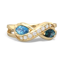 Blue Topaz Diamond Infinity 14K Yellow Gold ring R5390