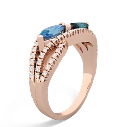 Blue Topaz Diamond Rivers 14K Rose Gold ring R3070