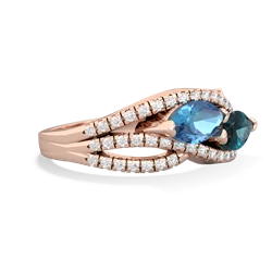 Blue Topaz Diamond Rivers 14K Rose Gold ring R3070