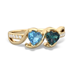 Blue Topaz Side By Side 14K Yellow Gold ring R3090