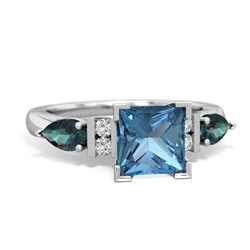 Blue Topaz 6Mm Princess Eternal Embrace Engagement 14K White Gold ring C2002