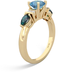 Blue Topaz 6Mm Round Eternal Embrace Engagement 14K Yellow Gold ring R2005