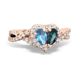 Blue Topaz Diamond Twist 'One Heart' 14K Rose Gold ring R2640HRT