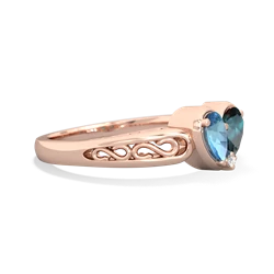 Blue Topaz Filligree 'One Heart' 14K Rose Gold ring R5070